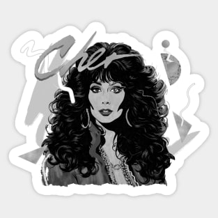 CHER 80S RETRO STYLE BLACK AND WHITE Sticker